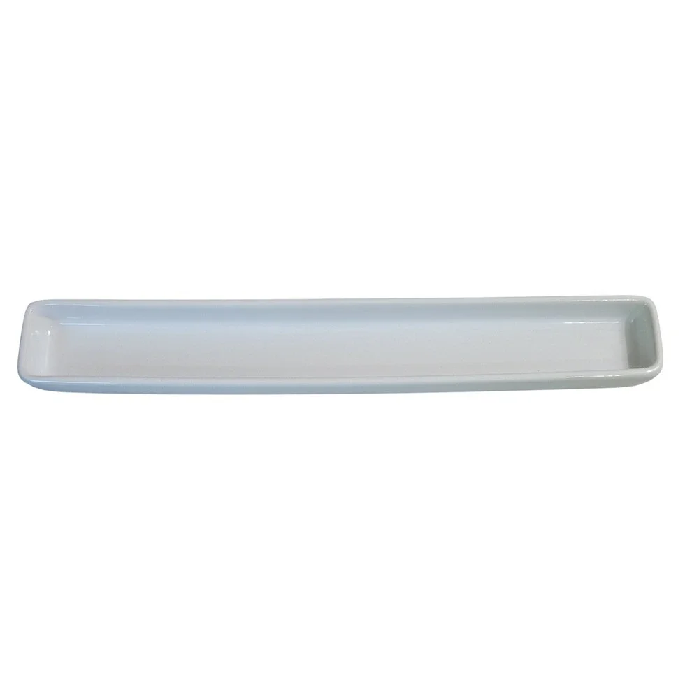 Pampered Chef Simple Additions White Ceramic Long Rectangular Serving Tray 13.5